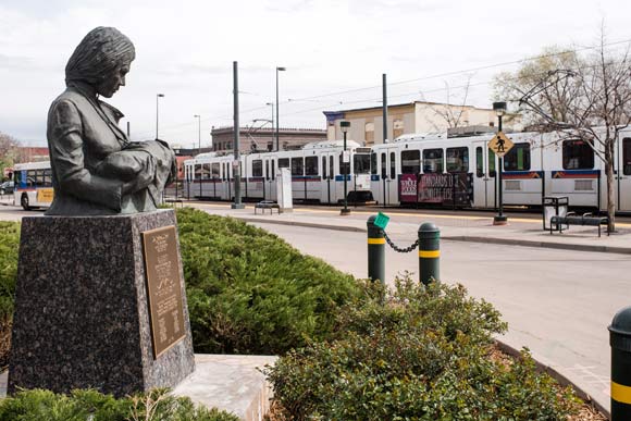 Jess DuBois' "Lady Doctor" can be found at the 30th and Downing station plaza in Five Points.
