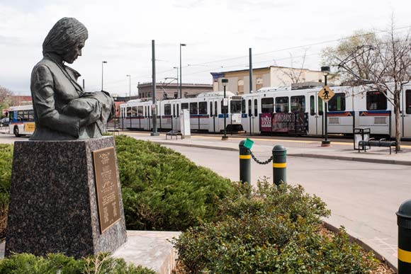 Jess DuBois' "Lady Doctor" can be found at the 30th and Downing station plaza in Five Points.