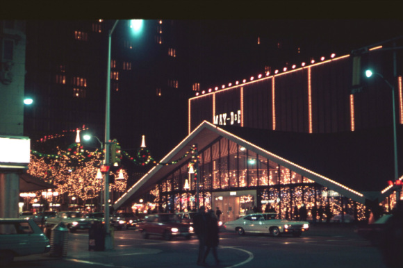 Zeckendorf Plaza at night.