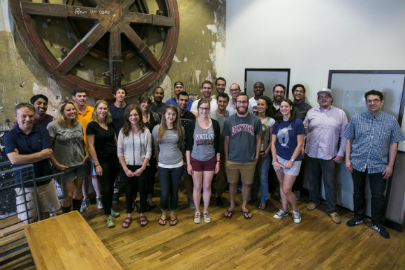 Turing students pose for a group shot.