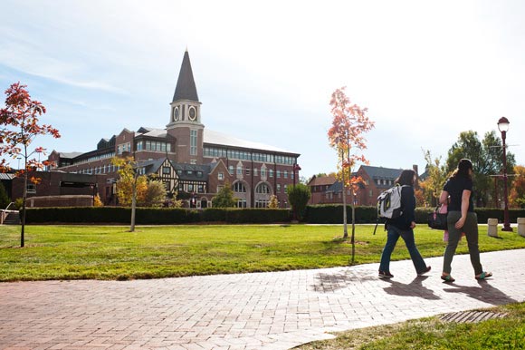 Students walk around University of Denver