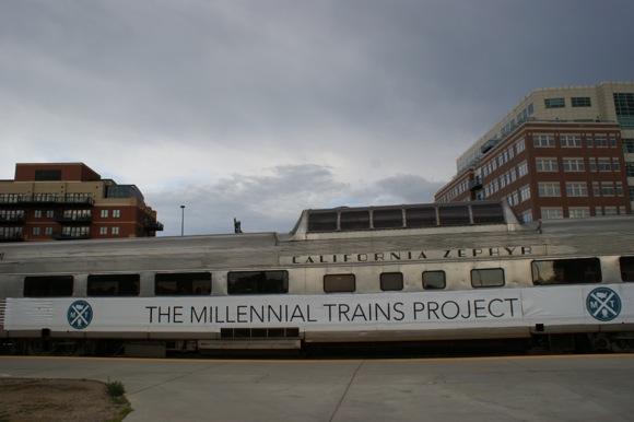 The observatory dome car awaiting departure from Denver.