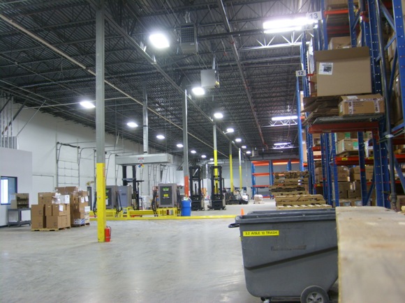Owens & Minor warehouse after lighting retrofit.