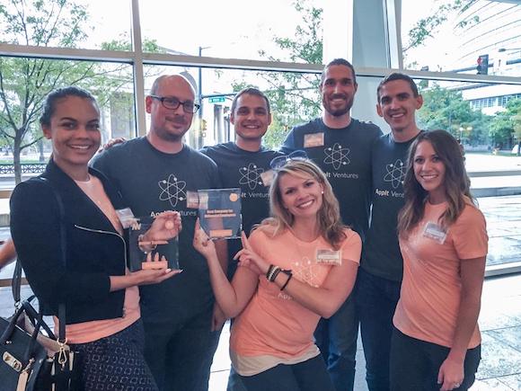 The AppIt Ventures team receives the Millennial Week Denver award.
