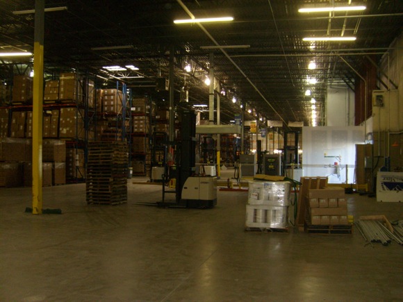 Owens & Minor warehouse before lighting retrofit.