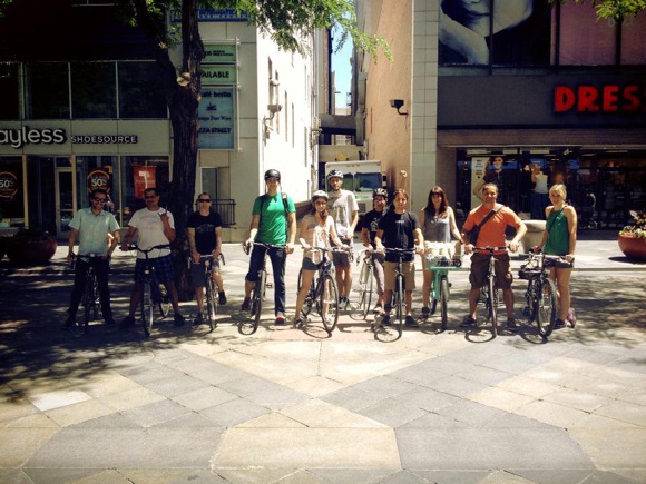 Double Encore staffers on Bike to Work Day.