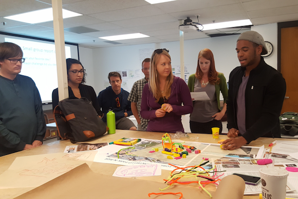 CU Denver grad students discuss walkability issues.