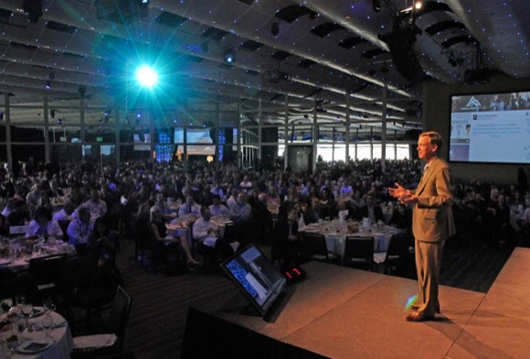 Gov. Hickenlooper speaks at a Denver Startup Week event.