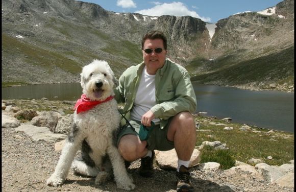 Kurt Whitt of Planet Media on Mount Evans with Max.