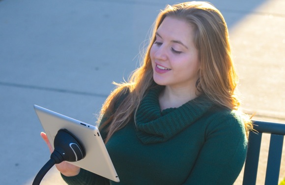 Nikki Braziel with the MonkeyTail on her iPad.