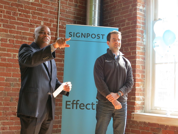 Mayor Hancock and Signpost CEO Stuart Wall.