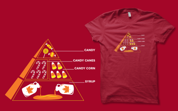 A shirt depicting the North Pole's food pyramid.