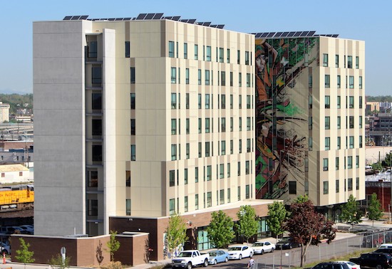 The Tapiz Apartments at Mariposa are home to senior and non-elderly disabled residents. The mural wa